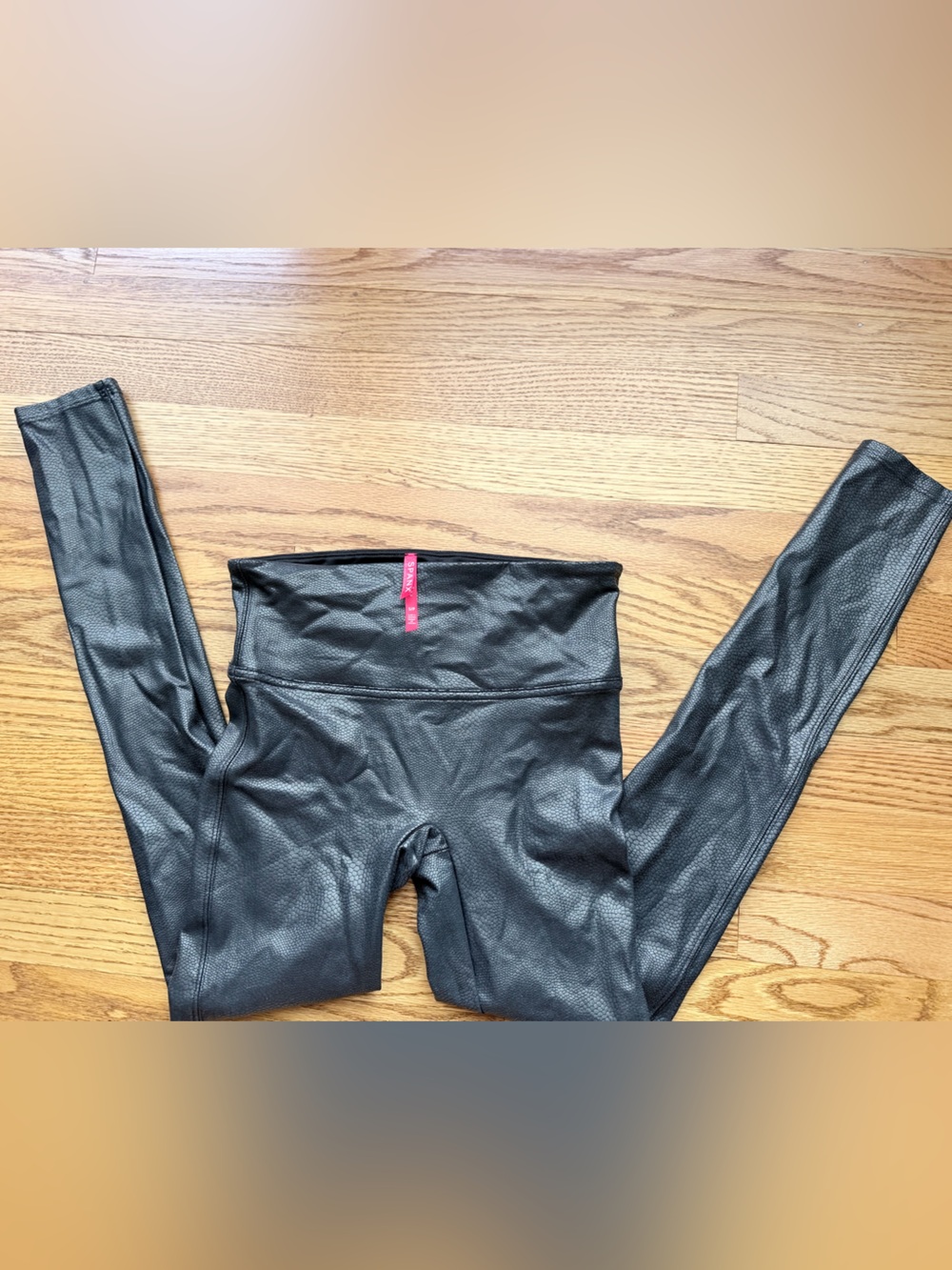 SPANX Black Faux Snake-Embossed Leggings